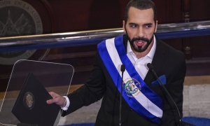 El presidente de El Salvador, Nayib Bukele, durante un acto en San Salvador, a 1 de junio de 2023.