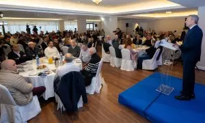 7/2/24 Alfonso Rueda, ayer en un almuerzo informativo en Lugo Foto: PP