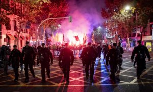 Imagen de una manifestación contra la ley de amnistía convocada por la Falange Española en Madrid, a 18 de noviembre de 2023.