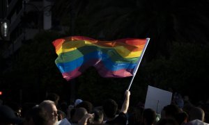 Manifestación del Orgullo LGTB, a 25 de junio de 2022, en Valencia, Comunidad Valenciana (España). Este 2022, el lema ‘Ante el odio: derechos y Orgullo’, tiene como objetivo poner el foco en el aumento de las agresiones hacia el colectivo y reivindicar me