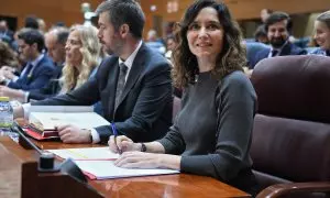 Isabel Díaz Ayuso durante un pleno en la Asamblea de Madrid, a 15 de febrero de 2024, en Madrid.