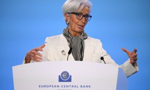 La presidenta del Banco Central Europeo, Christine Lagarde, durante una conferencia de prensa en Frankfurt, a 25 de enero de 2024.