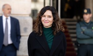 La presidenta de la Comunidad de Madrid, Isabel Díaz Ayuso, durante un acto en la Real Casa de Correos, a 19 de febrero de 2024.