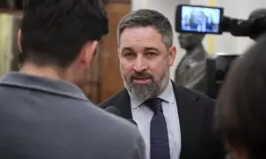 El presidente de Vox, Santiago Abascal, en el Congreso de los Diputados, a 20 de febrero de 2024.