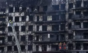 Estado del edificio incendiado en València, a 23 de febrero de 2024.