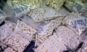 Pastillas de droga incautadas durante la operación 'Butterfly' de Policía Nacional en el Complejo Policial de Canillas. 21/06/2023