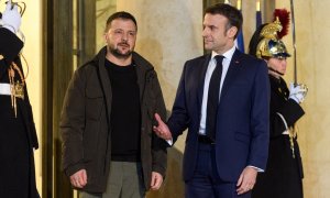 Emmanuel Macron y Volodymyr Zelenski, el 16 de febrero pasado.