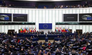 Pleno del Parlamento Europeo en Bruselas, a 28 de febrero de 2024.