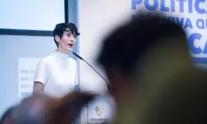 La ministra de Inclusión, Seguridad Social y Migraciones, Elma Saiz, durante una rueda de prensa.