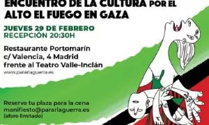 Cartel Encuentro de la cultura por el alto el fuego en Gaza