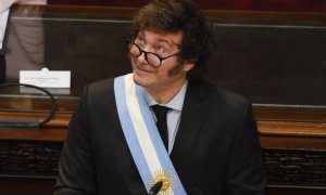 El presidente de Argentina Javier Milei pronuncia su discurso al inicio de las sesiones ordinarias este viernes, en Buenos Aires