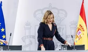 La portavoz del Gobierno y ministra de Educación, Formación Profesional y Deportes, Pilar Alegría, a su llegada a una rueda de prensa posterior a la reunión del Consejo de Ministros, en el Palacio de la Moncloa, a 5 de marzo de 2024