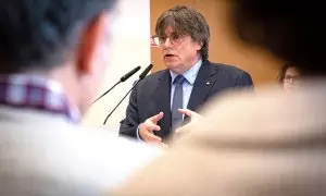 7/3/24 - Foto de archivo de la intervención del presidente del Consell de la República, Carles Puigdemont, durante la constitución de la Asamblea Territorial del Consell de la República, a 2 de marzo de 2024, en Latour-Bas-Elne (Francia).