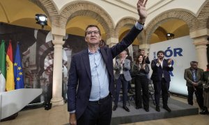 Alberto Núñez Feijóo durante la clausura del acto de presentación de la Declaración de Córdoba celebrado este domingo.