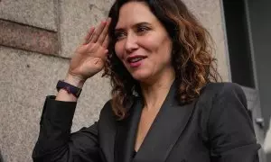 La presidenta de la Comunidad de Madrid, Isabel Díaz Ayuso, acude a un acto en Barcelona, a 12 de marzo de 2024.