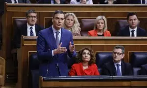 El presidente del Gobierno, Pedro Sánchez, interviene durante la sesión de control al Gobierno este miércoles en el Congreso de los Diputados