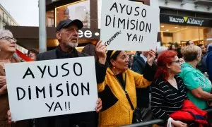 Manifestación contra Ayuso en la sede del PP