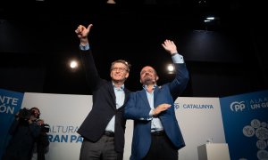 El candidato del PP a las elecciones autonómicas, Alejandro Fernández, y el presidente del partido, Alberto Nunéz Feijóo, a 21 de octubre de 2022.