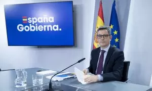 El ministro de la Presidencia, Relaciones con las Cortes y Justicia, Félix Bolaños, durante una rueda de prensa posterior a la reunión del Consejo de Ministros, en el Complejo de la Moncloa, a 26 de marzo de 2024