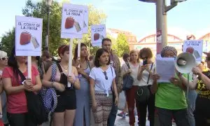 Acción solidaria con las trabajadoras marroquís de las fresas de Huelva.