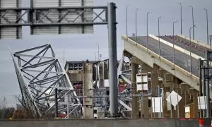 El puente de Baltimore tras el derrumbe, a 26 de marzo de 2024