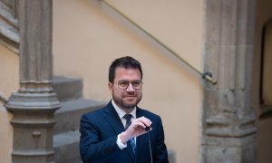 El presidente de la Generalitat de Catalunya, Pere Aragonès, durante una rueda de prensa tras el Consell Executiu semanal del Govern, a 2 de abril de 2024.