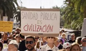 Imagen de archivo de una manifestación en Málaga a favor de la sanidad pública.