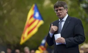 Carles Puigdemont protagoniza este sábado un acto en Elna, en el sur de Francia, para presentar su candidatura a las elecciones catalanas del 12 de mayo