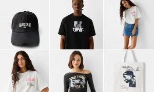 Colección de productos de Bershka dedicados al rapero Tupac Shakur.