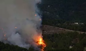 El incendio declarado durante el mediodía del domingo sigue sin control.