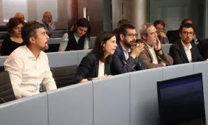 Regidors de BComú, ERC i el PP a la Comissió de Presidència de l'Ajuntament