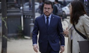 El president de la Generalitat, Pere Aragonès, a su llegada a un acto en Barcelona, a 16 de abril de 2024.