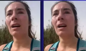 Montaje de una doble captura del vídeo de Ángela Cánovas.