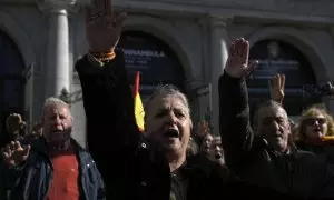 Un grupo de franquistas durante un acto por el aniversario de la muerte del dictador.