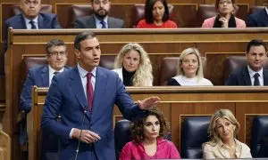 El presidente del Gobierno, Pedro Sánchez, interviene en la sesión de control al Gobierno celebrada este miércoles en el Congreso