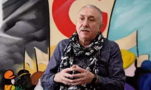 El secretario general de UGT, Pepe Álvarez, durante una entrevista con Público.