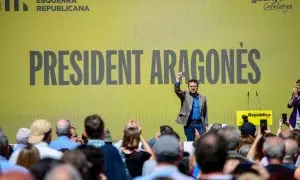 El president de la Generalitat, Pere Aragonès, en un acte de precampanya del partit.