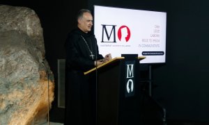 El pare abat de Montserrat, Manel Gasch, durant la presentació del mil·lenari