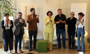 Acte de la campanya d'ERC pel 12-M a Suïssa, amb Pere Aragonès, Oriol Junqueras, Ruben Wagensberg i Marta Rovira, entre d'altres.