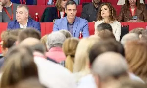 Pedro Sánchez preside la reunión del Comité Federal, en la sede del PSOE, a 28 de octubre de 2023, en Madrid.