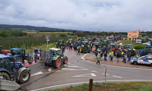 Tractors tallant la C-66 a la Pera