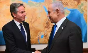 El secretario de Estado estadounidense, Antony Blinken, y el primer ministro israelí, Benjamin Netanyahu, en Jerusalén.