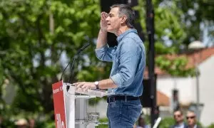 El secretario general del PSOE y presidente del Gobierno, Pedro Sánchez, interviene durante un mitin del PSC, a 4 de mayo de 2024, en Montmeló, Barcelona