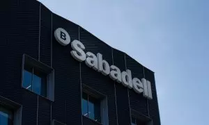 Edificio del Banco Sabadell, a 1 de febrero de 2024, en San Cugat del Vallés, Barcelona, Catalunya.