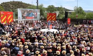 El candidat del PSC a les eleccions catalanes, Salvador Illa, durant l'acte central de campanya a Montmeló