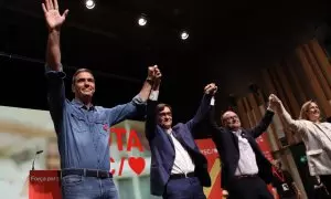 09/05/2024 - Pedro Sánchez i Salvador Illa al míting que el PSC ha celebrat aquest dijous a Vilanova i la Geltrú.