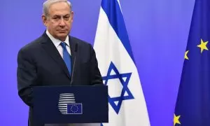 Fotografía de diciembre de 2017 de Benjamin Netanyahu, entonces también primer ministro de Israel, en una visita a las instituciones de la UE en Bruselas.