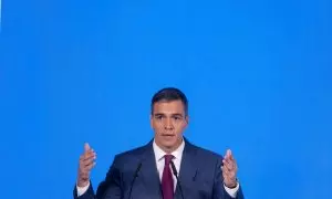 El presidente del Gobierno, Pedro Sánchez, interviene durante el foro ‘CREO’, el foro económico sobre la transformación social y progreso de las empresas en España, en el Hotel Mandarin Oriental Ritz, a 20 de mayo de 2024