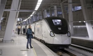 El primer AVE Vigo-Madrid, en Vigo (Pontevedra), a 21 de mayo de 2024, en el que Renfe inaugura la alta velocidad que une Madrid con Galicia y Asturias.