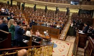 El presidente del Gobierno, Pedro Sánchez, interviene durante una sesión plenaria, en el Congreso de los Diputados, a 22 de mayo de 2024, en Madrid (España).